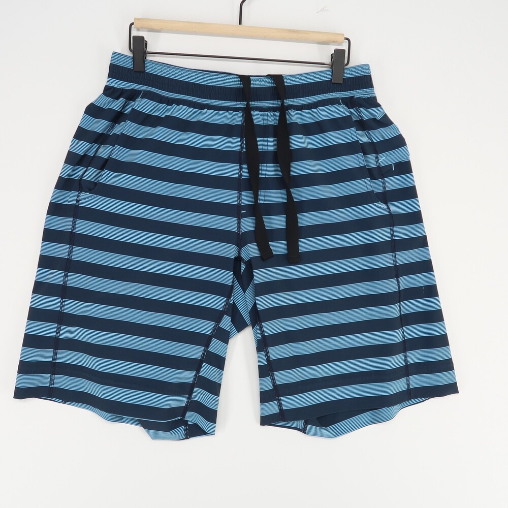 Lululemon Athletic Shorts Mens M Blue Striped Linerless Drawstring Athletic